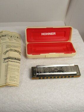 Vtg Marine Band No. 1896 Harmonica Made in Germany by M. Hohner w/ Box & Instruc